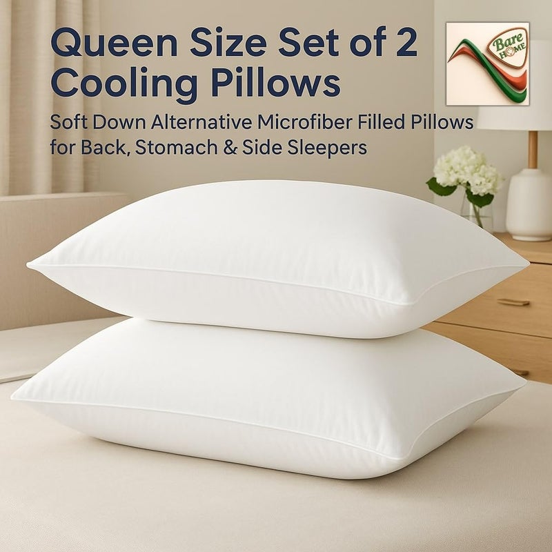 Bare Home Standard Pillow Sham Covers - Set of 2 - Premium 1800 Ultra-Soft Microfiber - Double Brushed - Stain & Fade Resistant - Bed Pillow Shams - Pillows Not Included (Set of 2, White) - Image 4